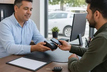 Profissional realizando o pagamento de débitos de veículos.